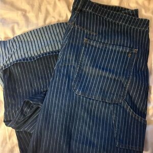 Pilcro Blue Striped Women Jeans Anthropologie Kayden Striped Barrel